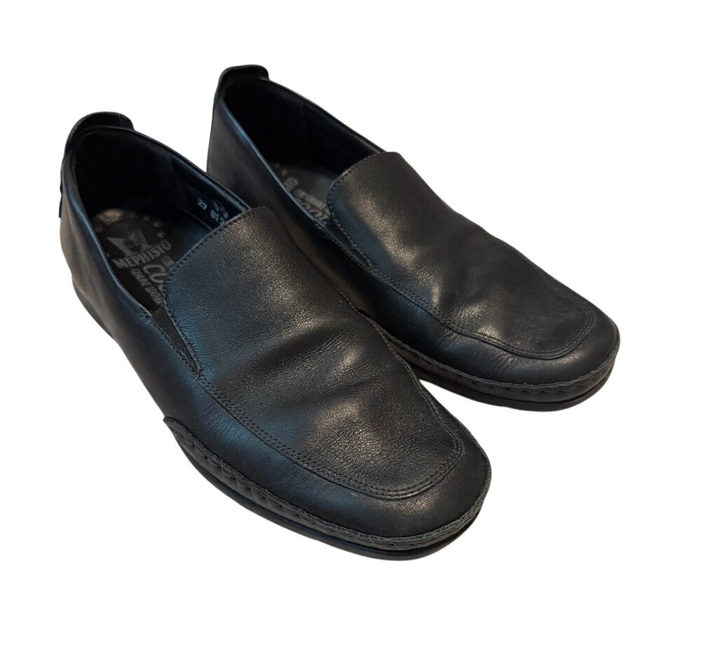Mephisto Edlef Men's Black Leather Loafers Size 9.5 Slip On Shoes